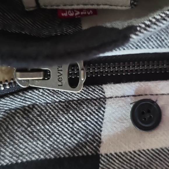LEVI'S BRAND MENS BLACK & WHITE CHECKERED HOODED FLANNEL JACKET SIZE XXL - Picture 5 of 16